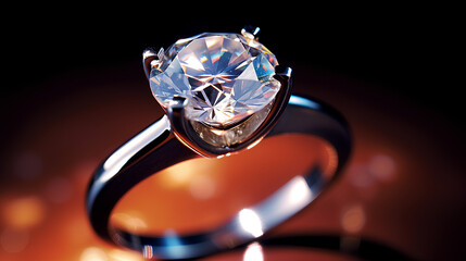 Macro close-up of a sparkling diamond ring.Generative ai