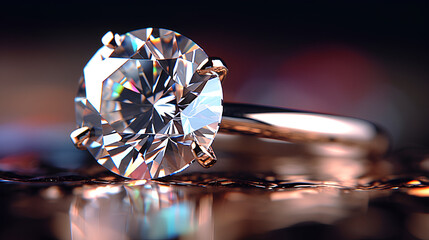 Ultra close-up of a sparkling diamond ring.Generative ai - obrazy, fototapety, plakaty