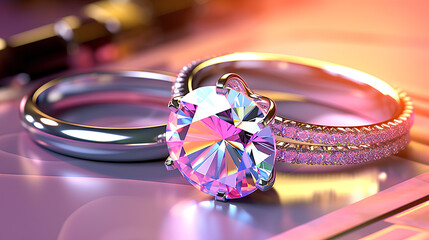 Close-up look of the luxury diamond ring.generative ai