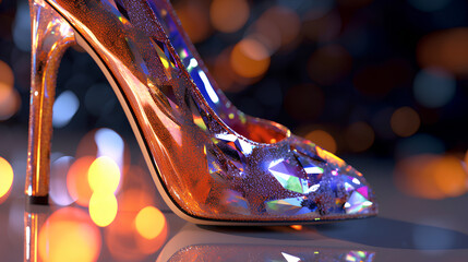 Close-up photo of beautiful shiny glass heel , Generative ai 