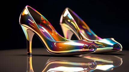 Close-up photo of beautiful glass heels .Generative ai