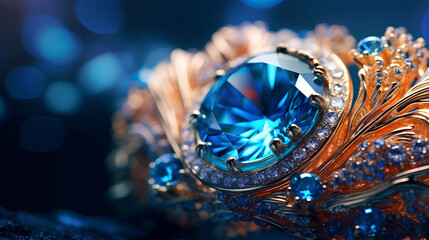 Extreme close-up, macro photo of the gemstone jewelry.generative ai