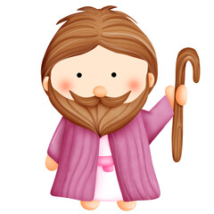 Noah watercolor from bible story clipart.animal and flooding story with God promise.