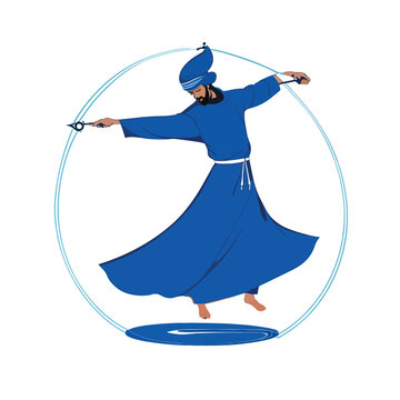 blue whirling dervish dancing in circle clip art preview