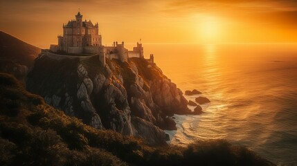 sunset over the sea made with generative ai