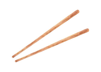 Chopsticks. Watercolor illustration. Asian food utensils. Used in Japan, China, South Korea. Hand drawn clip art isolated on a white background