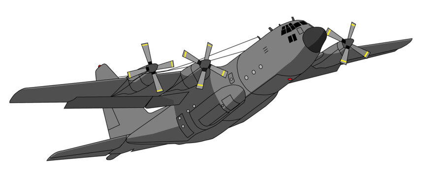Lockheed Martin C-130B Editable Vector Illustration - For Poster, Banner and Patch Design