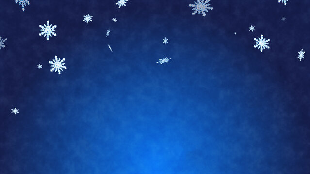 雪の結晶と青いグラデーション背景、クリスマスイメージ