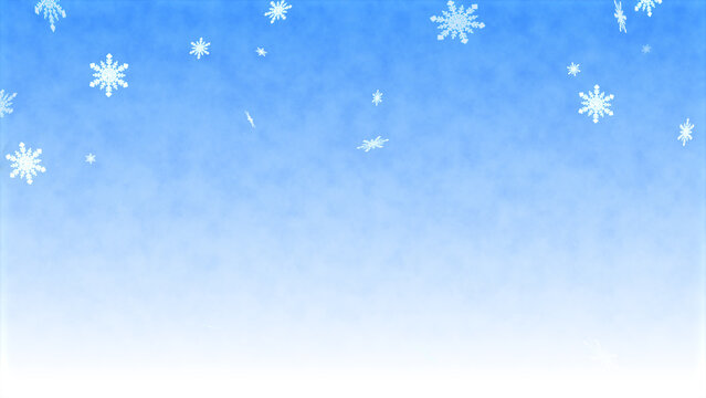 雪の結晶と青いグラデーション背景、クリスマスイメージ