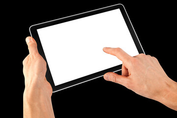 tablet on the black backgrounds