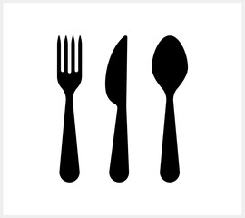 Stencil fork spoon knife icon isolated Food clipart Vector stock illustration EPS 10