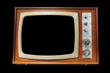 a retro tv on white background with black background