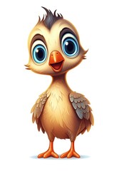 Naklejka premium Cute baby Pheasant in Cartoon Style on white background - generative AI