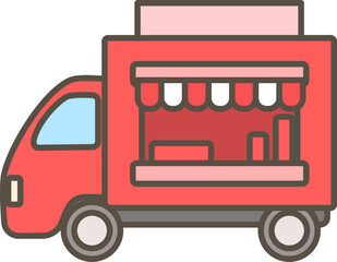 キッチンカーのシンプルなカラーイラスト