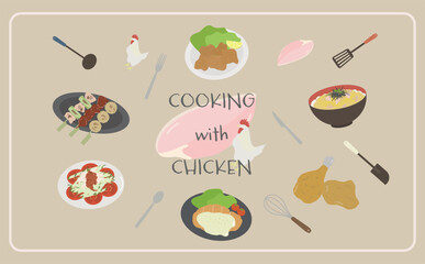 鶏肉のイラストセット