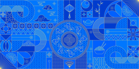 Geometric chinese pattern. Asian, japanese traditional motif.
