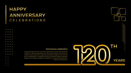 120 year anniversary template with gold color number and text, vector template