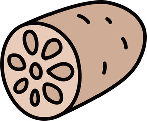 Obraz premium 野菜のカラー単品アイコン レンコン 