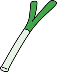 野菜のカラー単品アイコン　ネギ