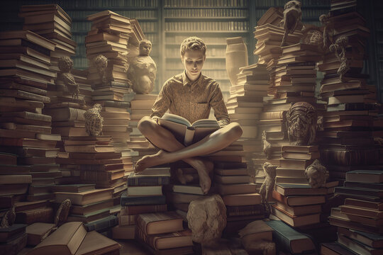 Human desire for knowledge, Head full of knowledge, Educational concept, created with Generative AI