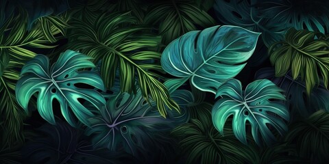 Fototapeta na wymiar neon plants, generative Ai