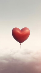 Fototapeta na wymiar A red heart balloon with a blue sky in the background. Generative AI