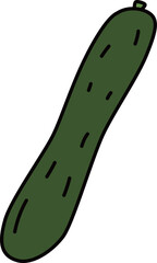 野菜のカラー単品アイコン　きゅうり