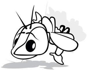 Drawing of a Funny Flying Beetle with Huge Eyes