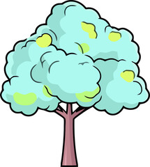 Playful Pastel Tree, Cute Cartoon Artwork