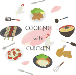 鶏肉を使った料理のイラスト