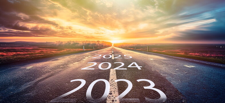 Happy new year 2024 concept and productive idea future vision concept, Generative AI