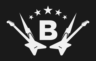 letter B electric guitar vector logo design