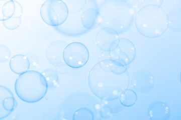 Beautiful Transparent A Blue Soap Bubbles. Abstract Background. Celebration Festive Backdrop. Freshness Soap Suds Bubbles Water	
