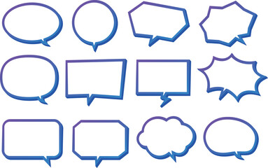 Fototapeta premium グラデーションの3D吹き出しセット