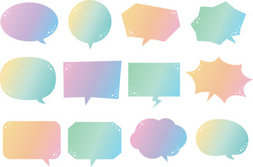 やさしいグラデーションのキラキラ吹き出しセット