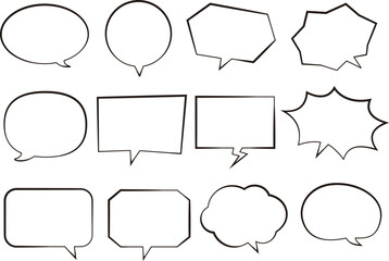 シンプルな線画フキダシセット