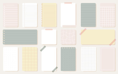 Sheet notepad sticker planner list pastel flat set. Vertical horizontal page torn off notebook spiral pad notebook sticker to do list time planner sequence organization diary cute schedule isolated