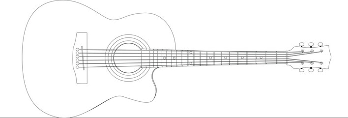 Obraz na płótnie Canvas line drawing musical instrument guitar
