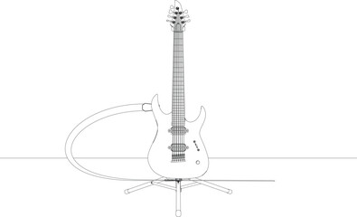 line drawing musical instrument guitar