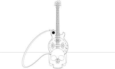 line drawing musical instrument guitar