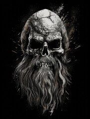 Skull. Horror illustration. Print for T-shirts. Generative AI
