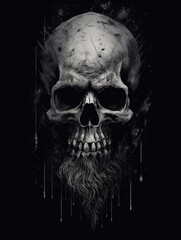 Skull. Horror illustration. Print for T-shirts. Generative AI