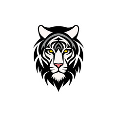 animal simple black and white tiger logo vector illustration template design