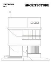 Casa de la familia en el estilo bauhaus. Casa minimalista  en negro lineal boceto aislado sobre fondo blanco. Ilustración vectorial formas geométricas. ilustración para rellenar de color.