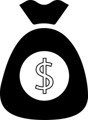 Money bag with dollars vector icon. Simple isolated pictogram.