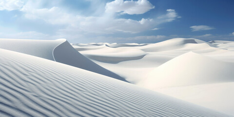 White Sand Dunes with Blue Skies. Generative AI