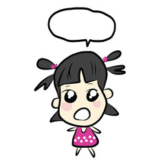 Cute girl pink dress dot white funny cartoon5