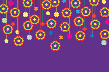 Illustration of the LGBTQ flower with line on violet color background.