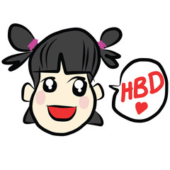 Cute girl pink dress dot white funny cartoon23