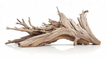 Driftwood Isolated on White Background Aged Wood | AI Generated
